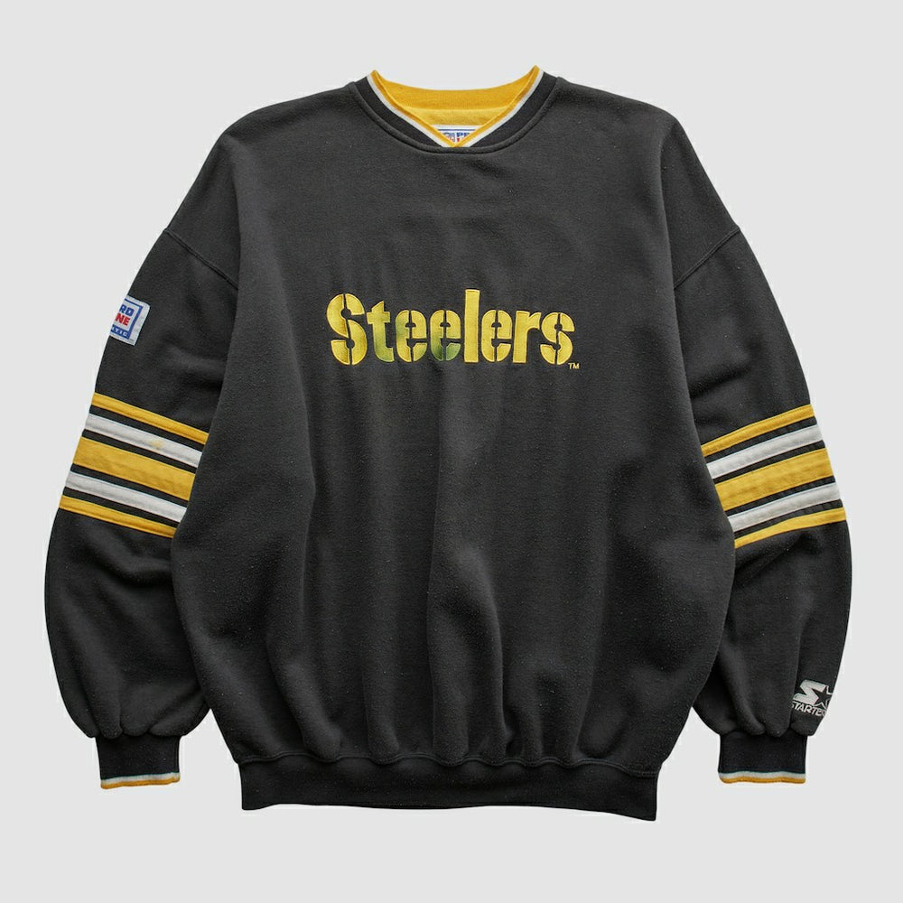 Pittsburgh Steelers Starter 90s Pullover Sweatshirt - Black Vintage - Fanatics