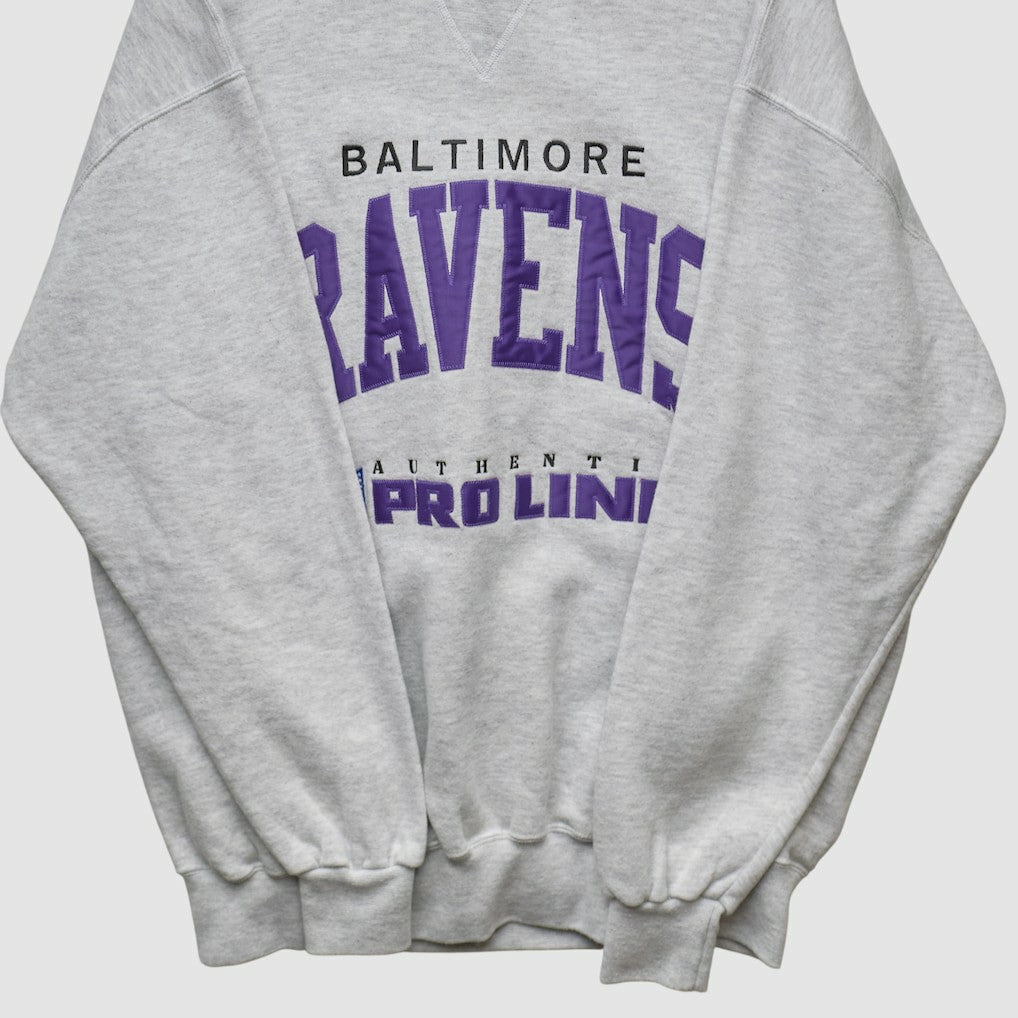 Baltimore Ravens Russell 90s Sweatshirt - Heather Gray Vintage - Fanatics