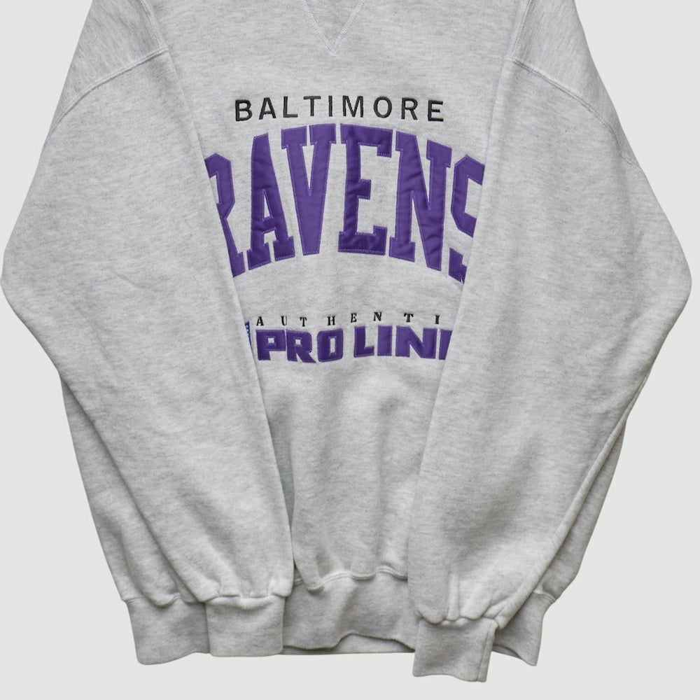 Baltimore Ravens Russell 90s Sweatshirt - Heather Gray Vintage - Fanatics