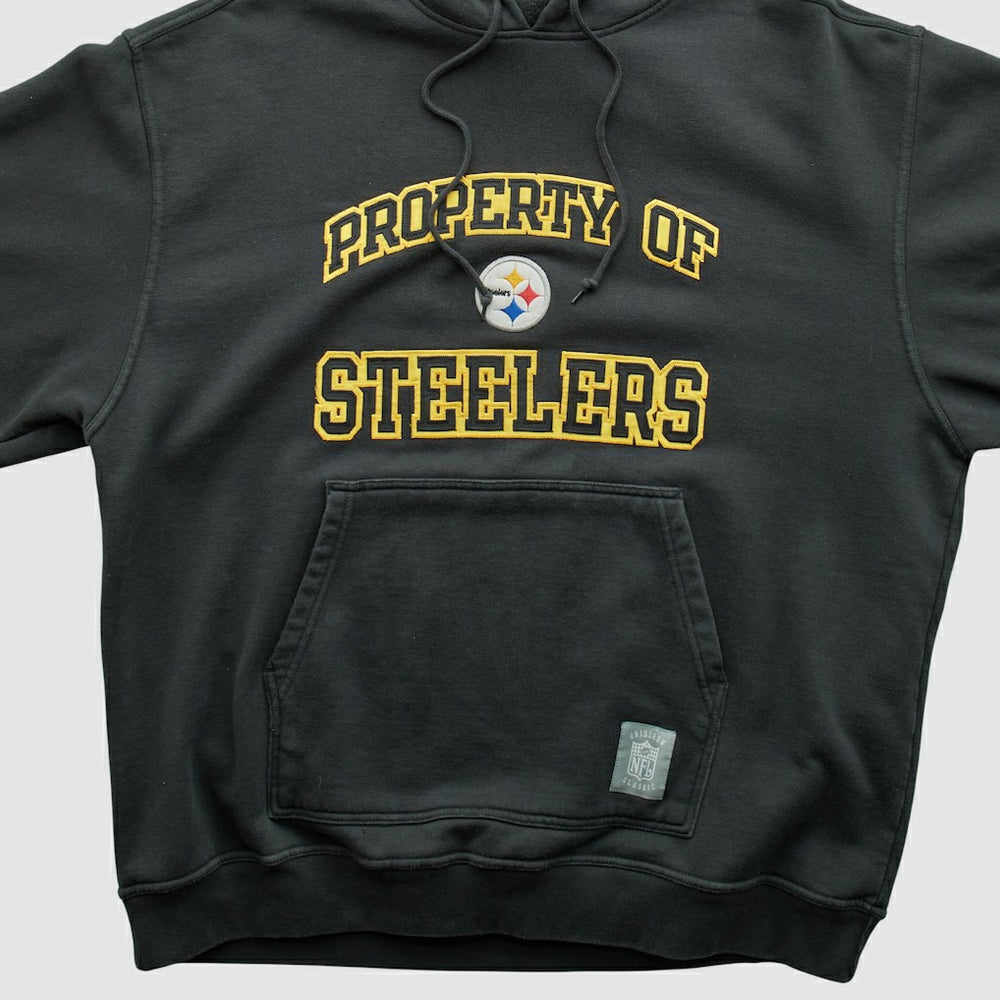 Pittsburgh Steelers Reebok 2000s Hooded Pullover Sweatshirt - Black Vintage - Fanatics