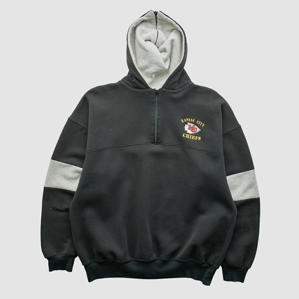 Kansas City Chiefs Dodger 90s Hooded 1/4 Zip Sweatshirt - Black Vintage - Fanatics