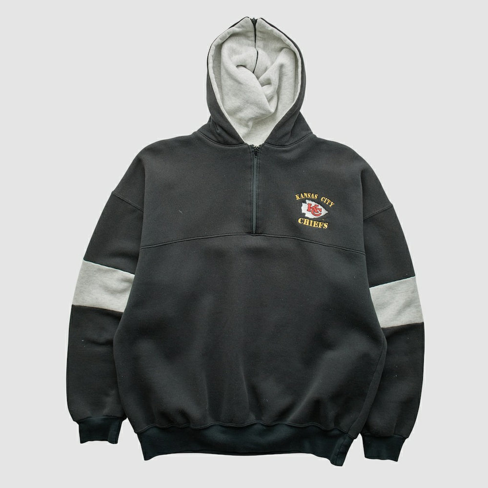 Kansas City Chiefs Dodger 90s Hooded 1/4 Zip Sweatshirt - Black Vintage - Fanatics