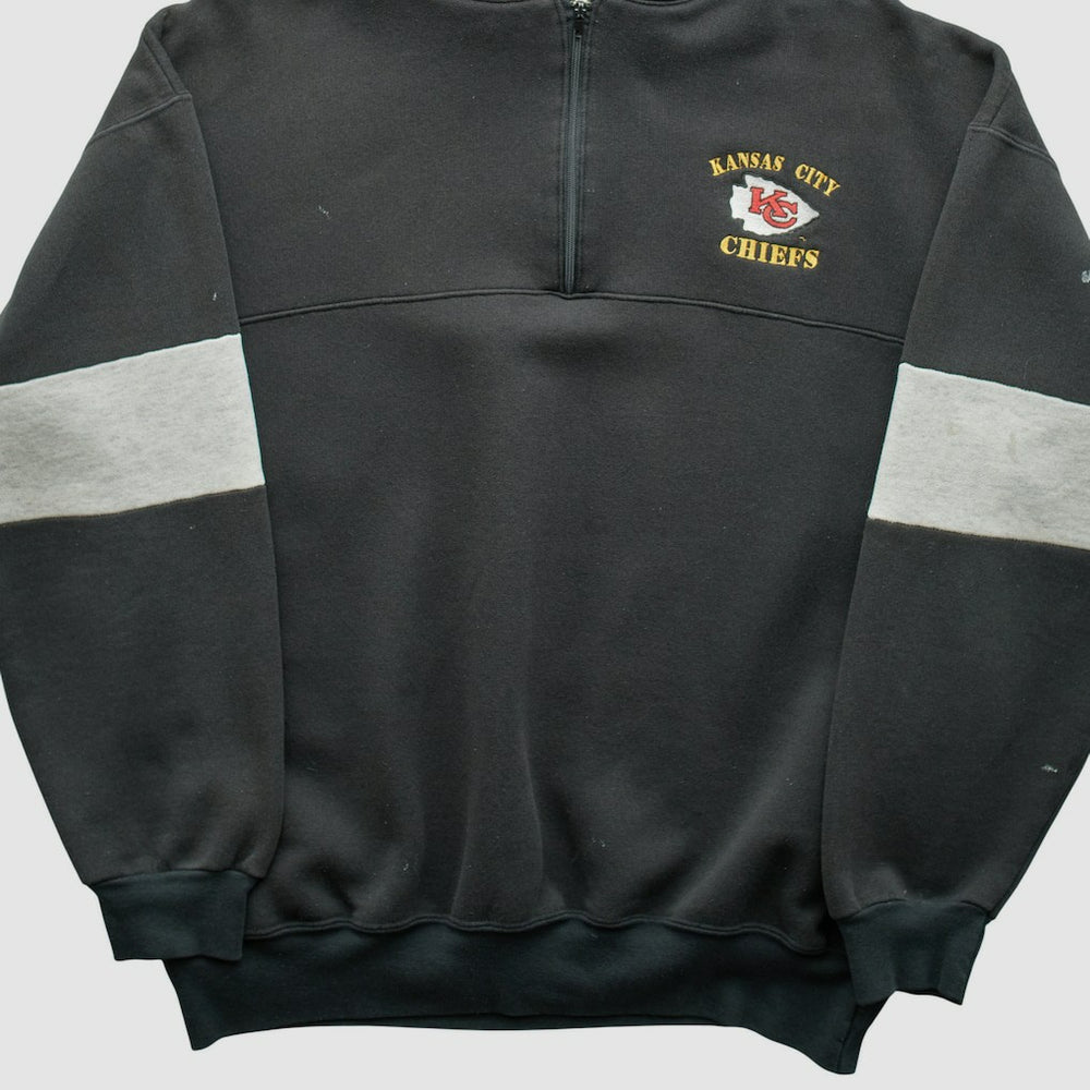 Kansas City Chiefs Dodger 90s Hooded 1/4 Zip Sweatshirt - Black Vintage - Fanatics