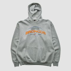 Denver Broncos NFL 2000s Hooded Pullover Sweatshirt - Heather Gray Vintage - Fanatics