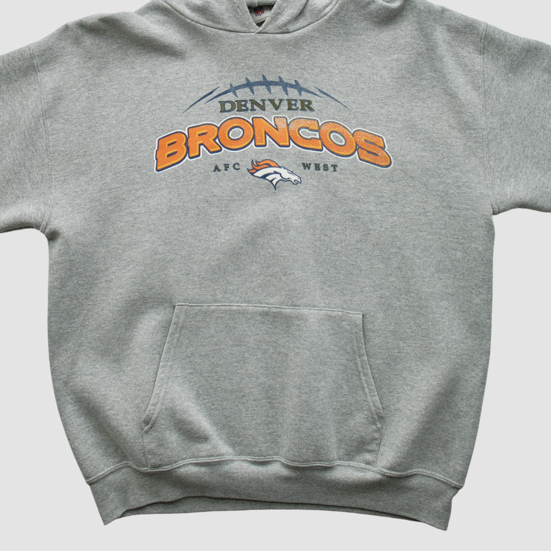 Denver Broncos NFL 2000s Hooded Pullover Sweatshirt - Heather Gray Vintage - Fanatics