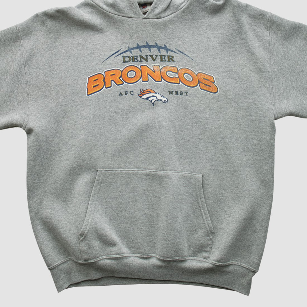 Denver Broncos NFL 2000s Hooded Pullover Sweatshirt - Heather Gray Vintage - Fanatics