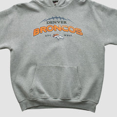 Denver Broncos NFL 2000s Hooded Pullover Sweatshirt - Heather Gray Vintage - Fanatics