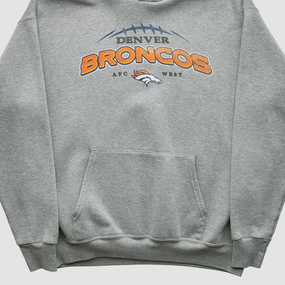 Denver Broncos NFL 2000s Hooded Pullover Sweatshirt - Heather Gray Vintage - Fanatics