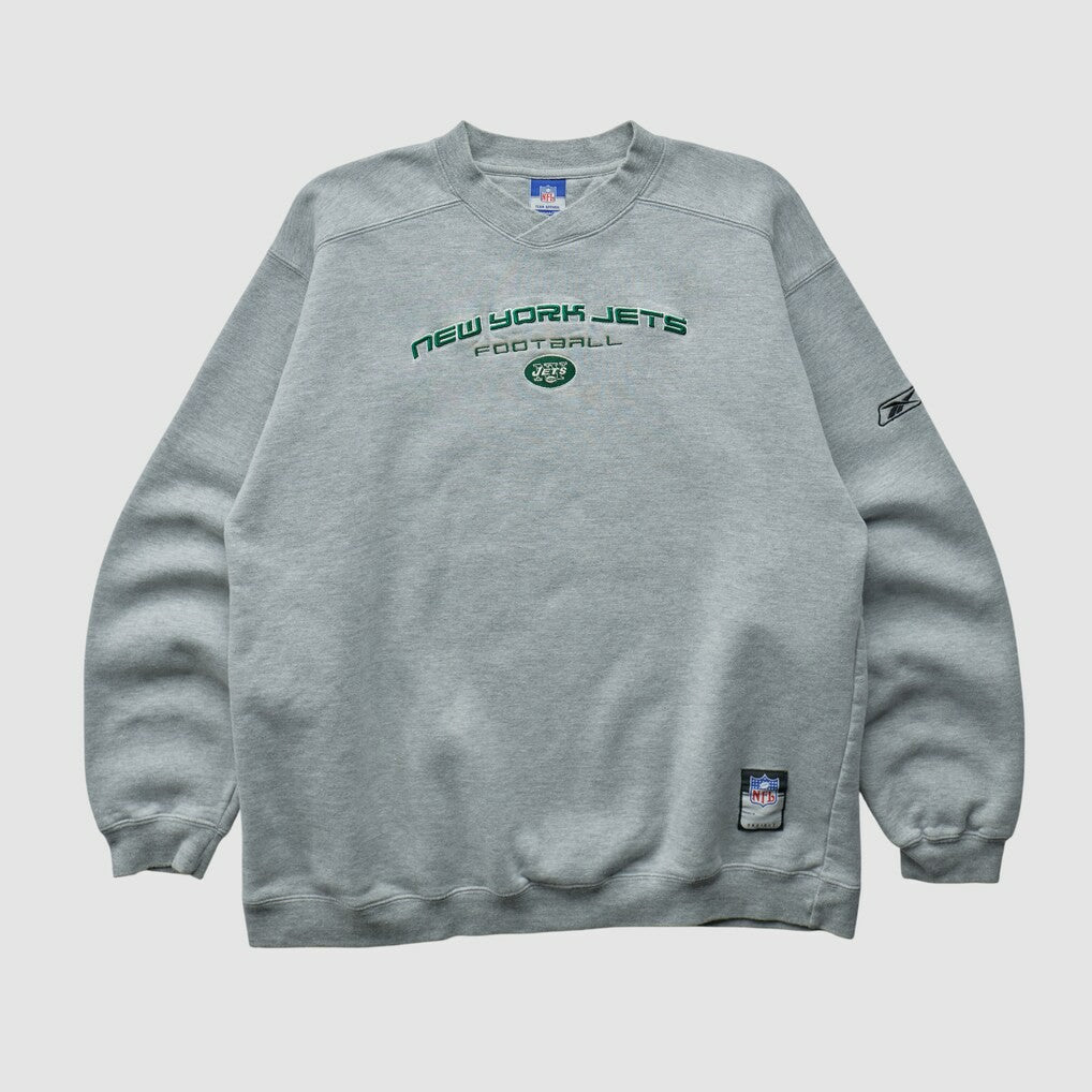 New York Jets Reebok 2000s Pullover Sweatshirt - Heather Gray Vintage - Fanatics