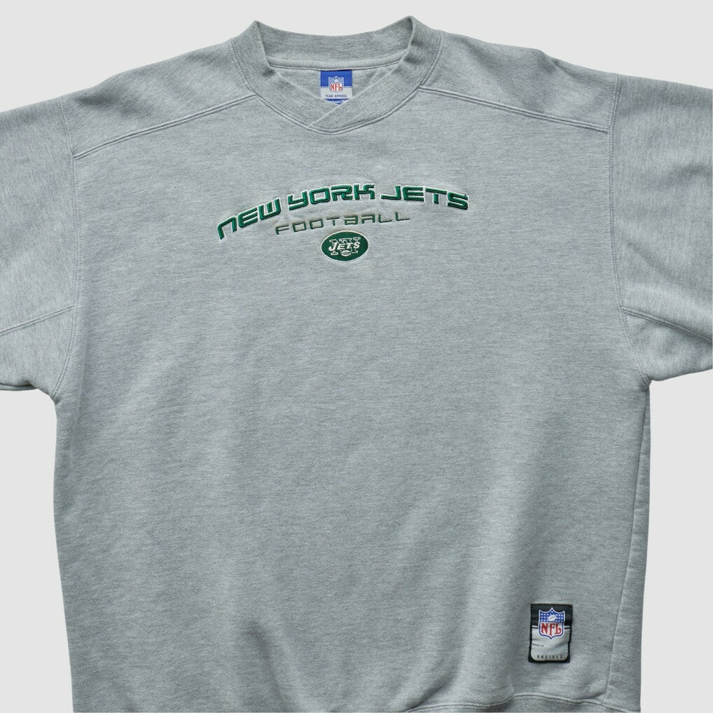 New York Jets Reebok 2000s Pullover Sweatshirt - Heather Gray Vintage - Fanatics