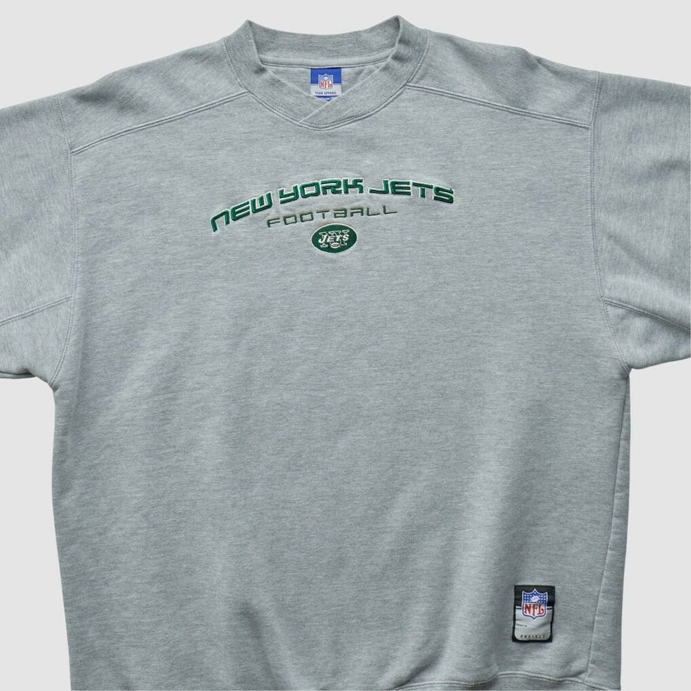 New York Jets Reebok 2000s Pullover Sweatshirt - Heather Gray Vintage - Fanatics