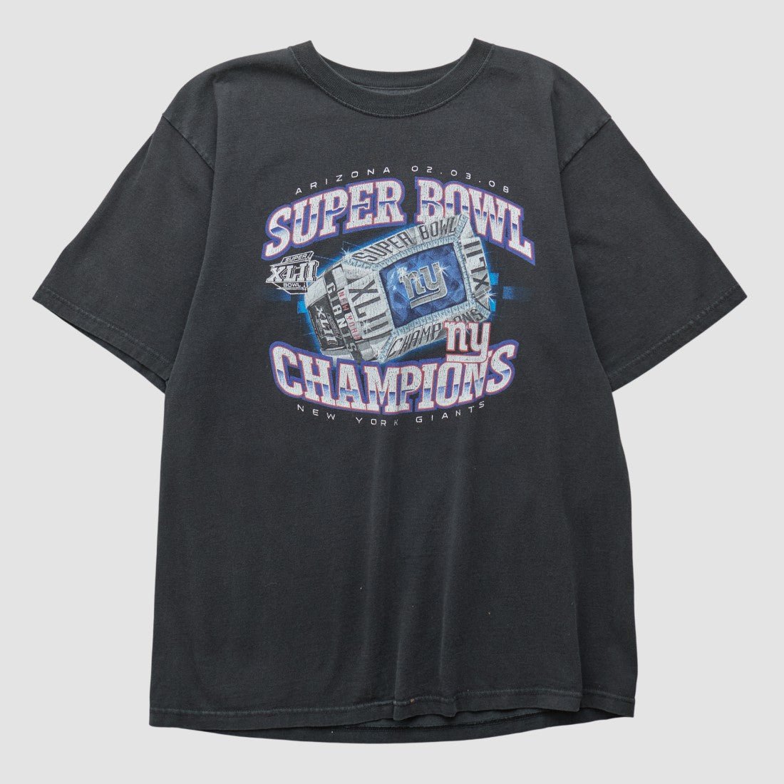 New York Giants Reebok 2008 T-shirt - Black Vintage - Fanatics