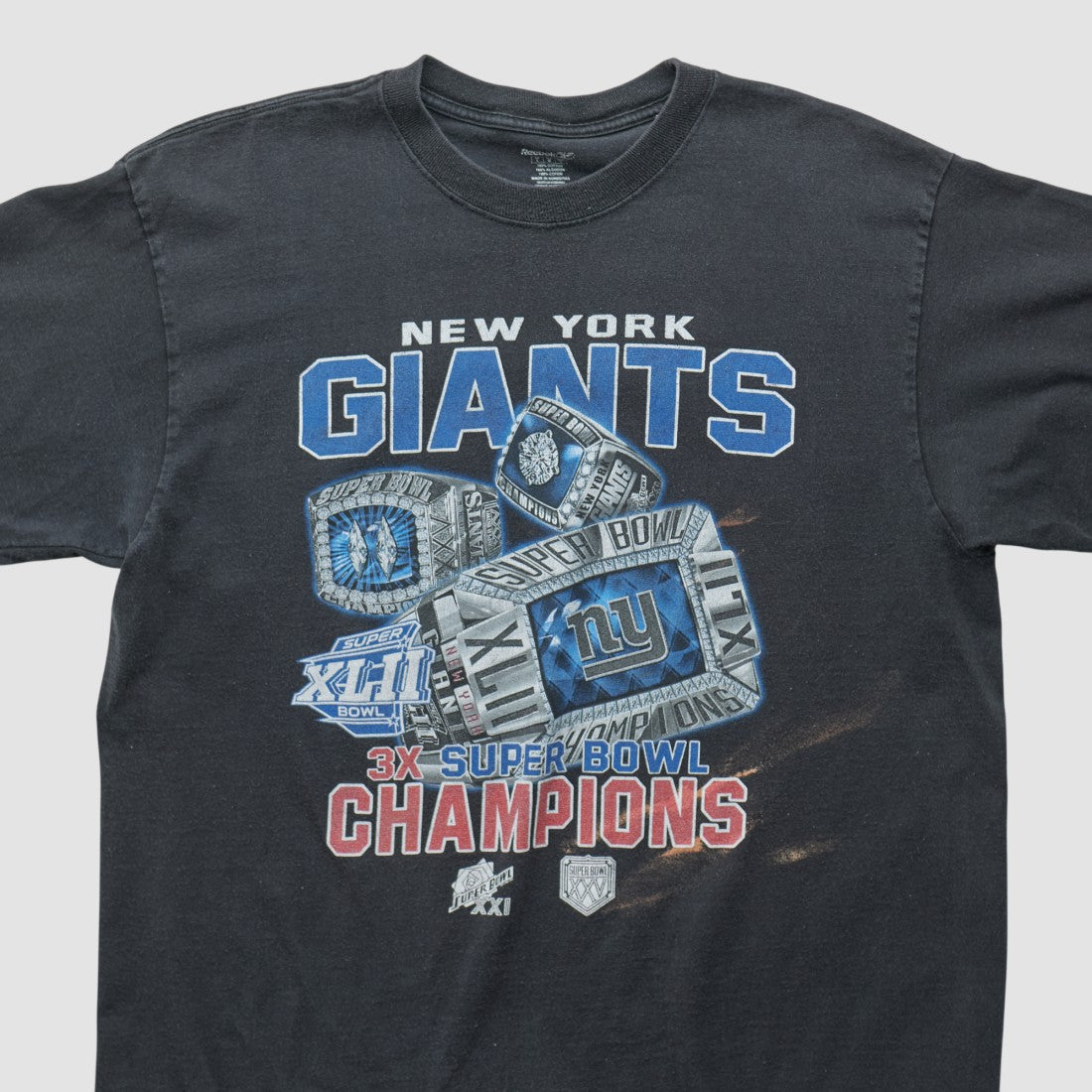 New York Giants Reebok 2008 T-shirt - Black Vintage - Fanatics