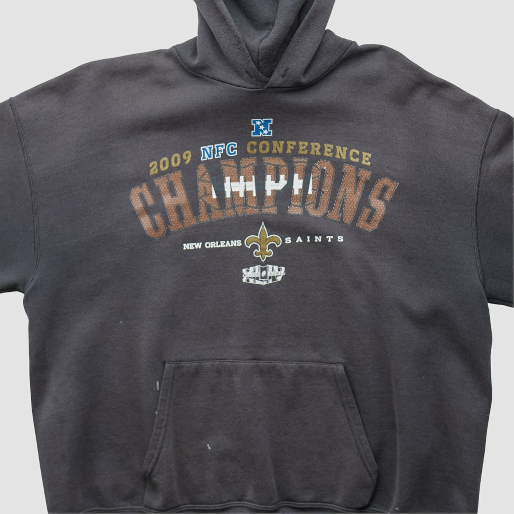 New Orleans Saints NFL 2009 Hooded Pullover Sweatshirt - Charcoal Vintage - Fanatics