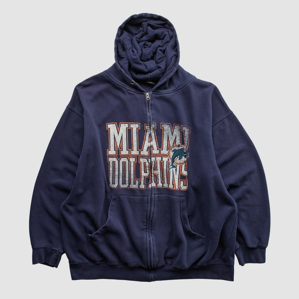 Miami Dolphins NFL 2010s Hooded Full Zip Sweatshirt - Navy Vintage - Fanatics