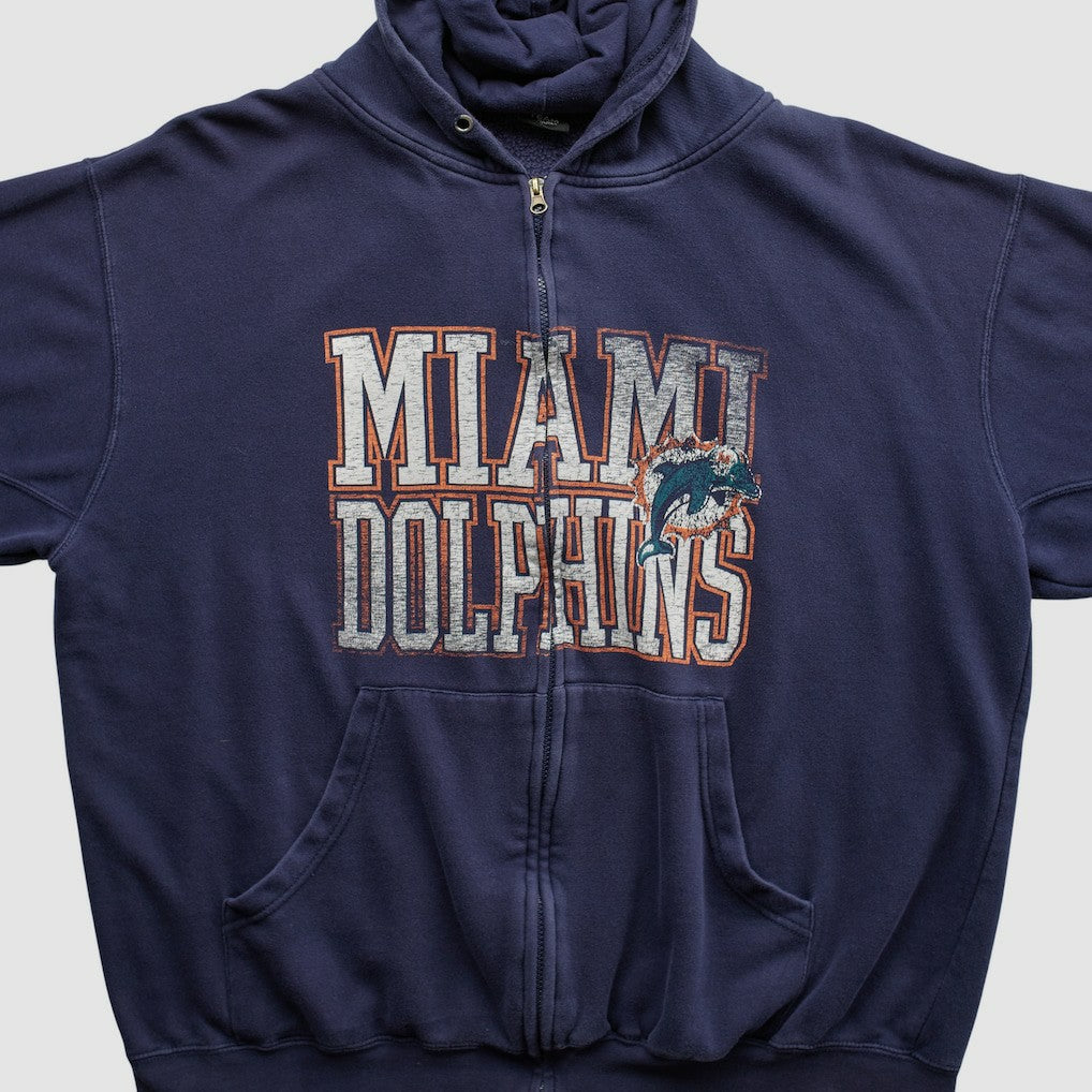 Miami Dolphins NFL 2010s Hooded Full Zip Sweatshirt - Navy Vintage - Fanatics
