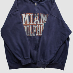 Miami Dolphins NFL 2010s Hooded Full Zip Sweatshirt - Navy Vintage - Fanatics