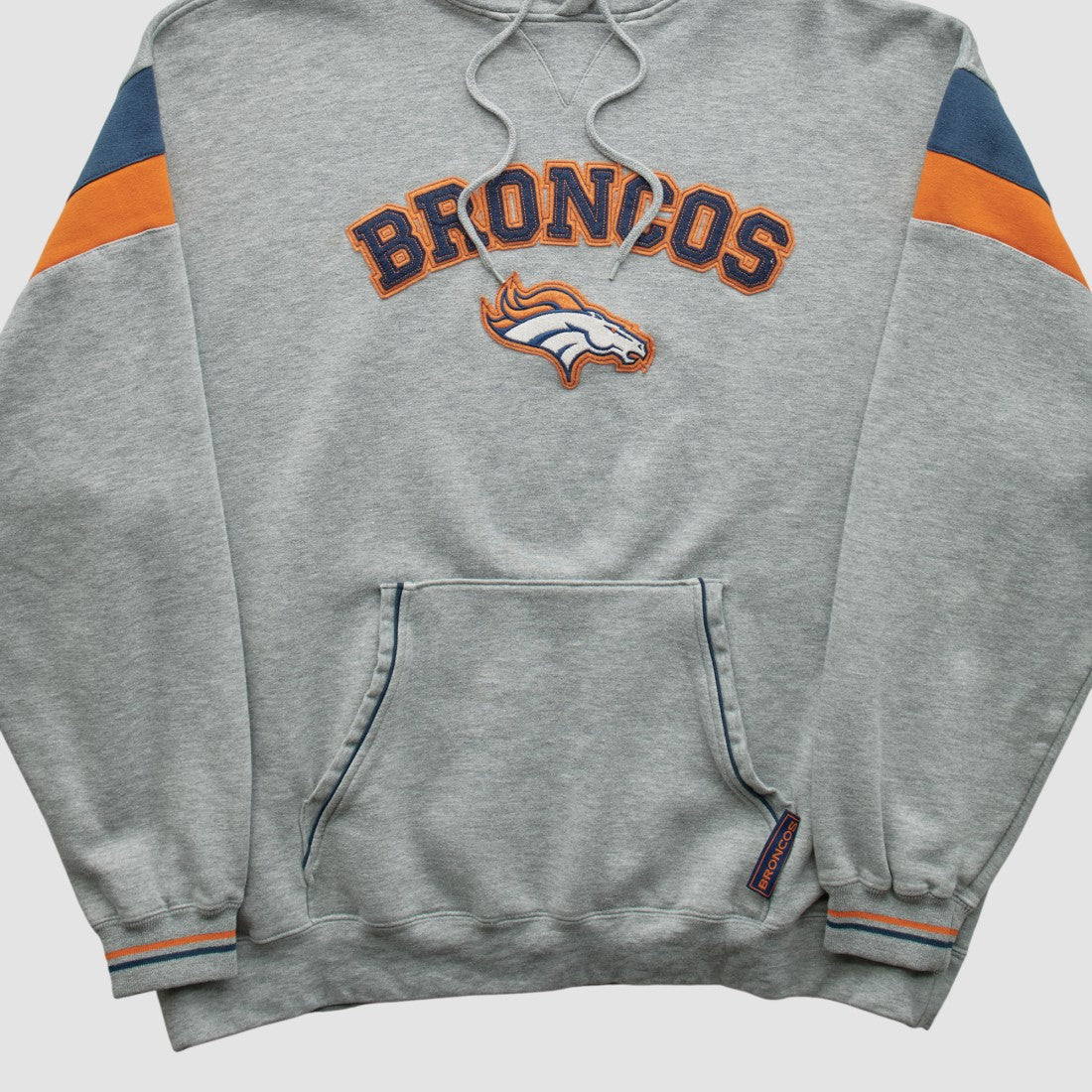 Denver Broncos NFL 2000s Hooded Pullover Sweatshirt - Heather Gray Vintage - Fanatics