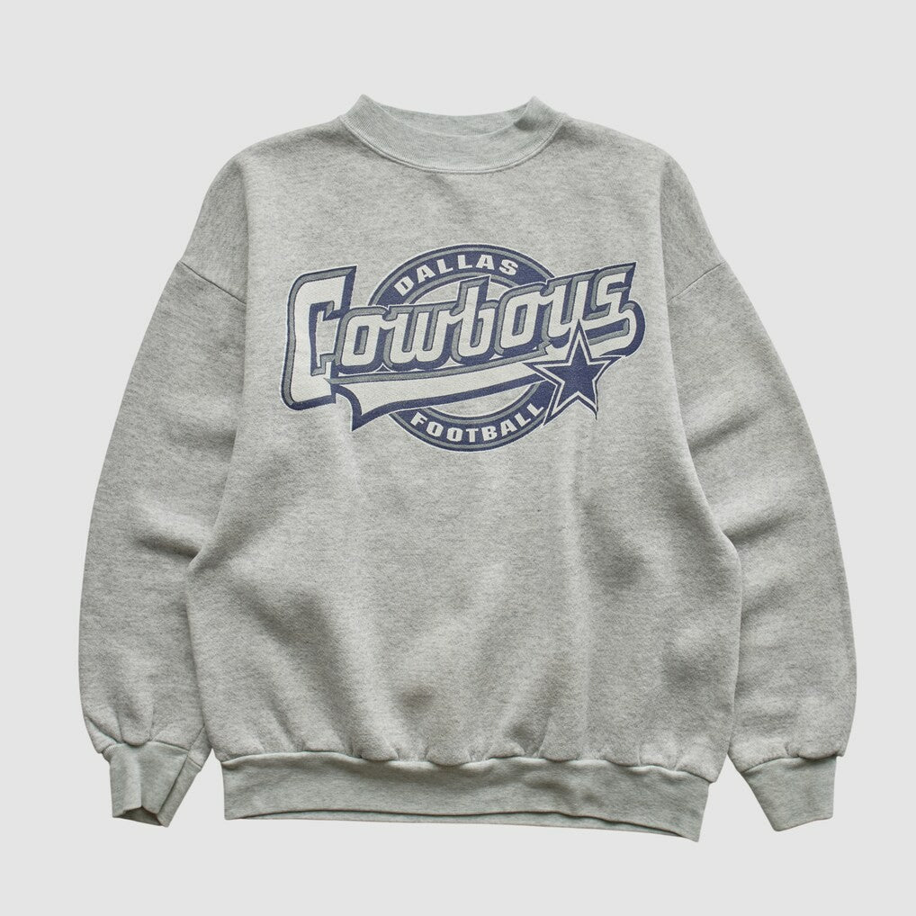 Dallas Cowboys Logo 7 90s Pullover Sweatshirt - Heather Gray Vintage - Fanatics