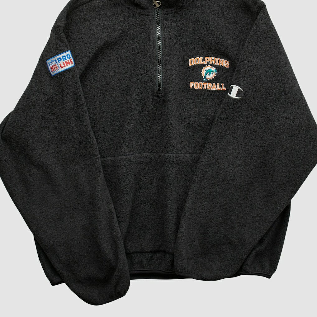 Miami Dolphins Champion 2000s 1/4 Zip Sweatshirt - Black Vintage - Fanatics