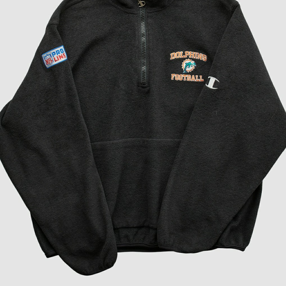 Miami Dolphins Champion 2000s 1/4 Zip Sweatshirt - Black Vintage - Fanatics