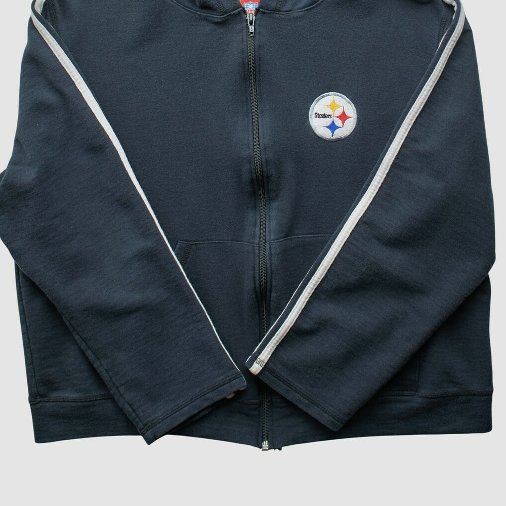 Pittsburgh Steelers NFL 2000s Hooded Full Zip Sweatshirt - Black Vintage - Fanatics