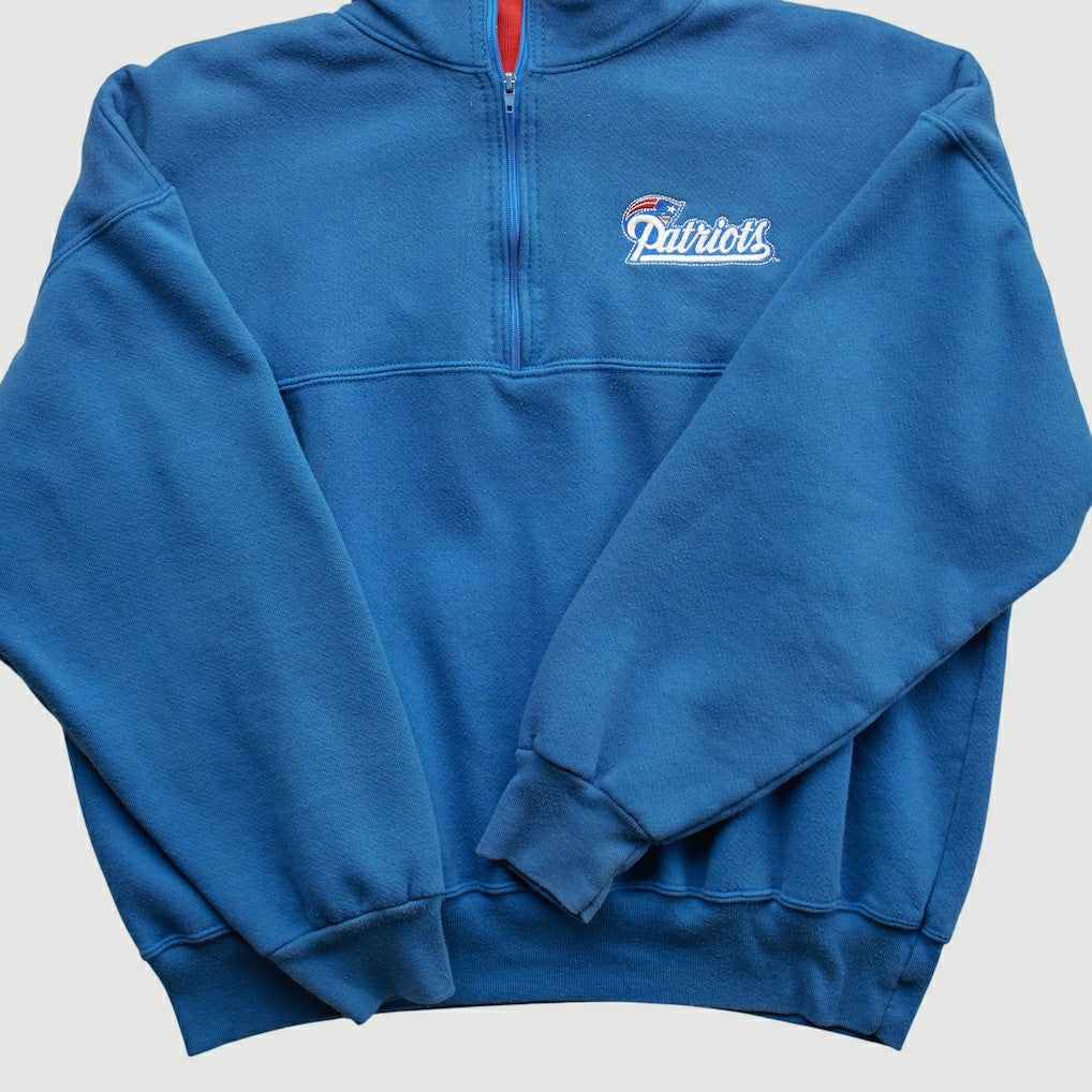 New England Patriots Dodger 90s 1/4 Zip Sweatshirt - Blue Vintage - Fanatics