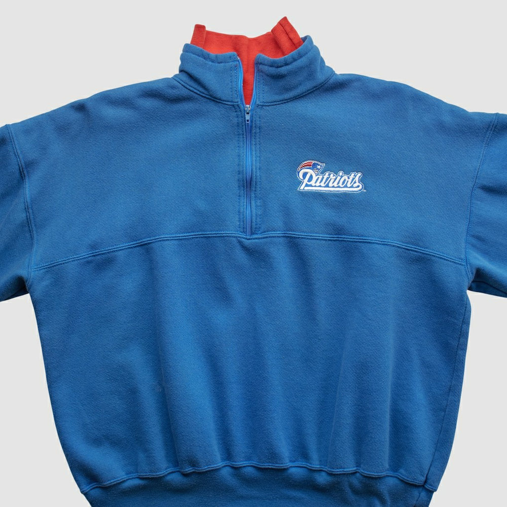 New England Patriots Dodger 90s 1/4 Zip Sweatshirt - Blue Vintage - Fanatics