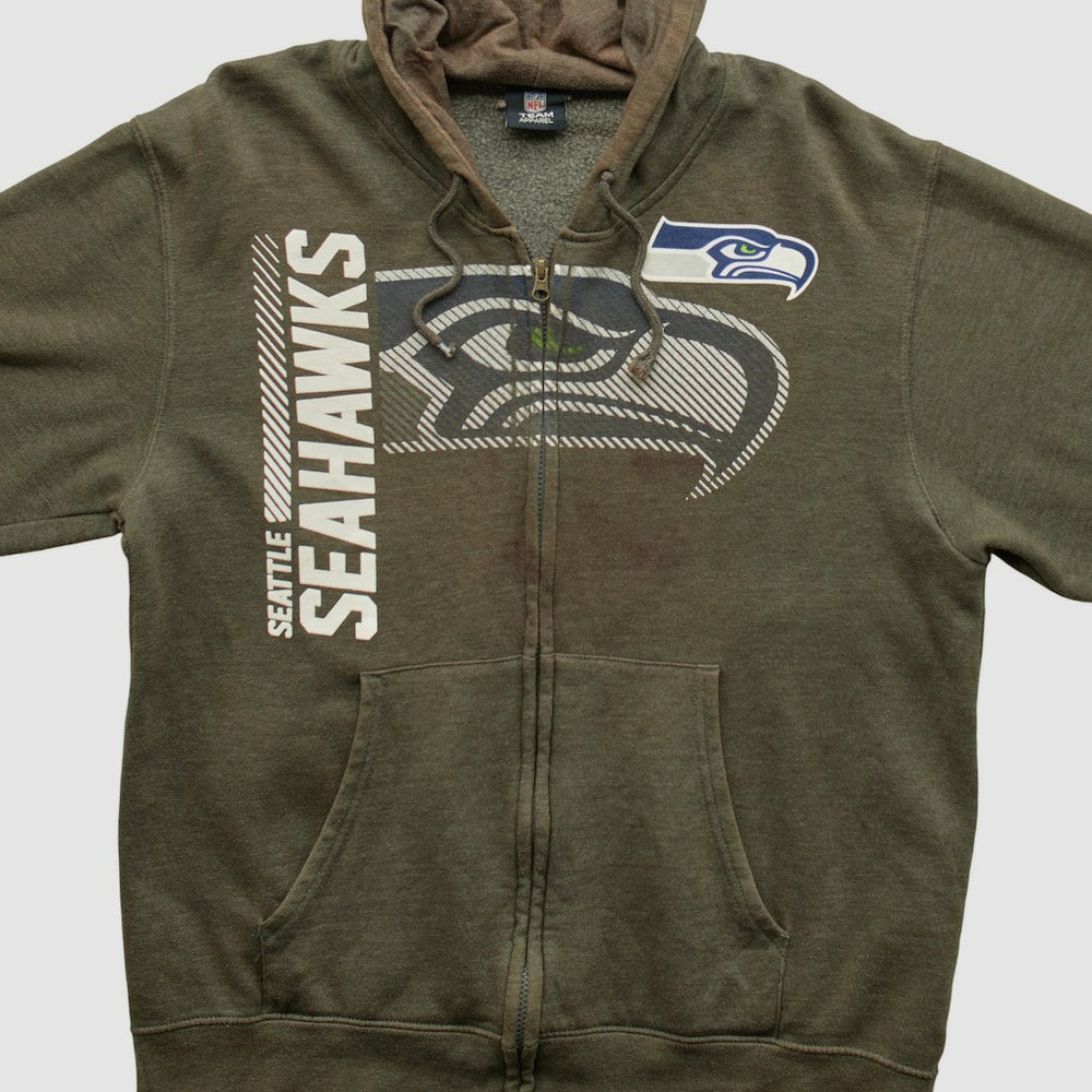 Seattle Seahawks NFL 2010s Hooded Full Zip Sweatshirt - Olive Vintage - Fanatics