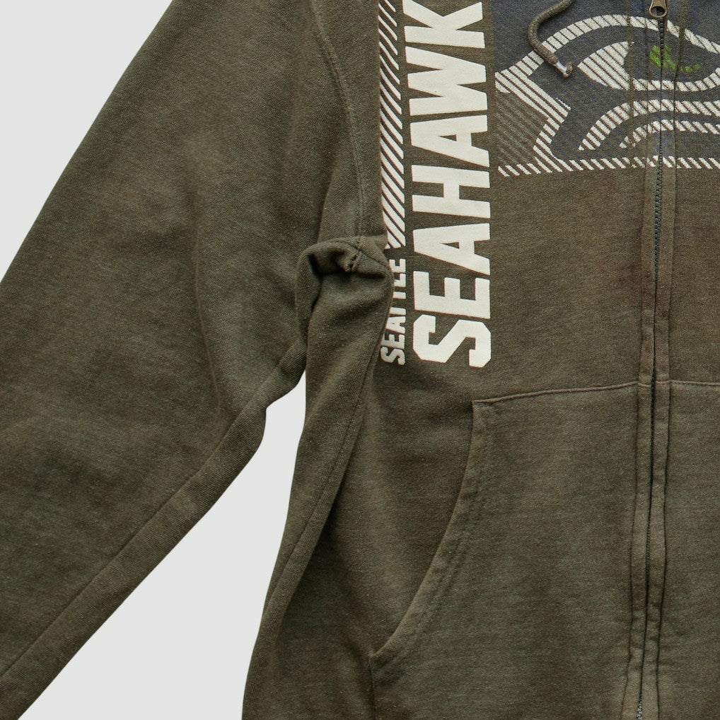 Seattle Seahawks NFL 2010s Hooded Full Zip Sweatshirt - Olive Vintage - Fanatics