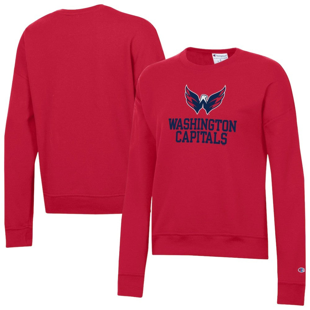 Washington Capitals Champion Women's Wordmark Lockup Powerblend Sweatshirt - Red | NHL discount