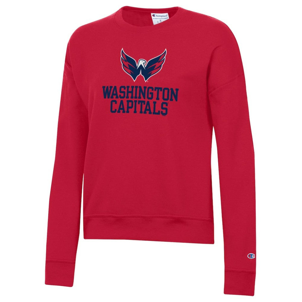 Washington Capitals Champion Women's Wordmark Lockup Powerblend Sweatshirt - Red | NHL discount