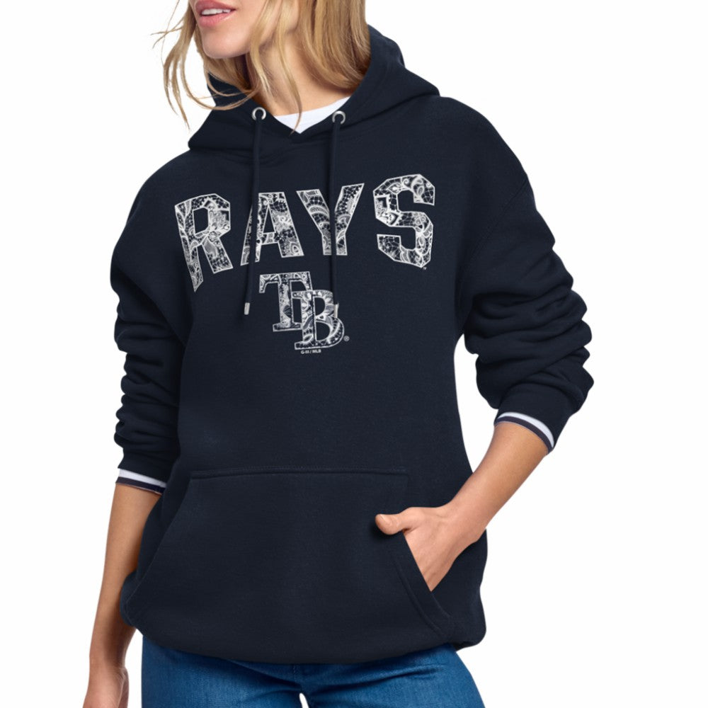 Tampa Bay Rays Starter Women's Lace Team Lockup Fleece Hoodie Sale