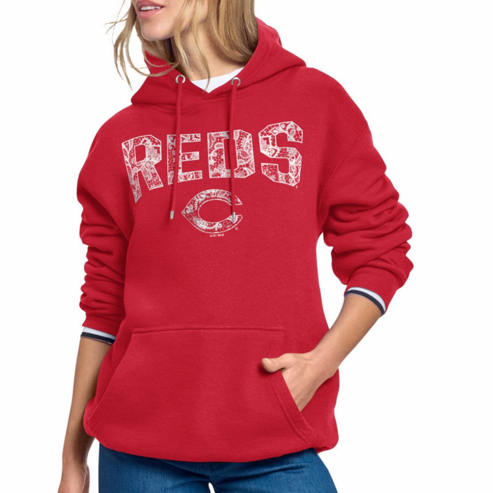 Cincinnati Reds Starter Women's Lace Team Lockup Fleece Hoodie Outlet