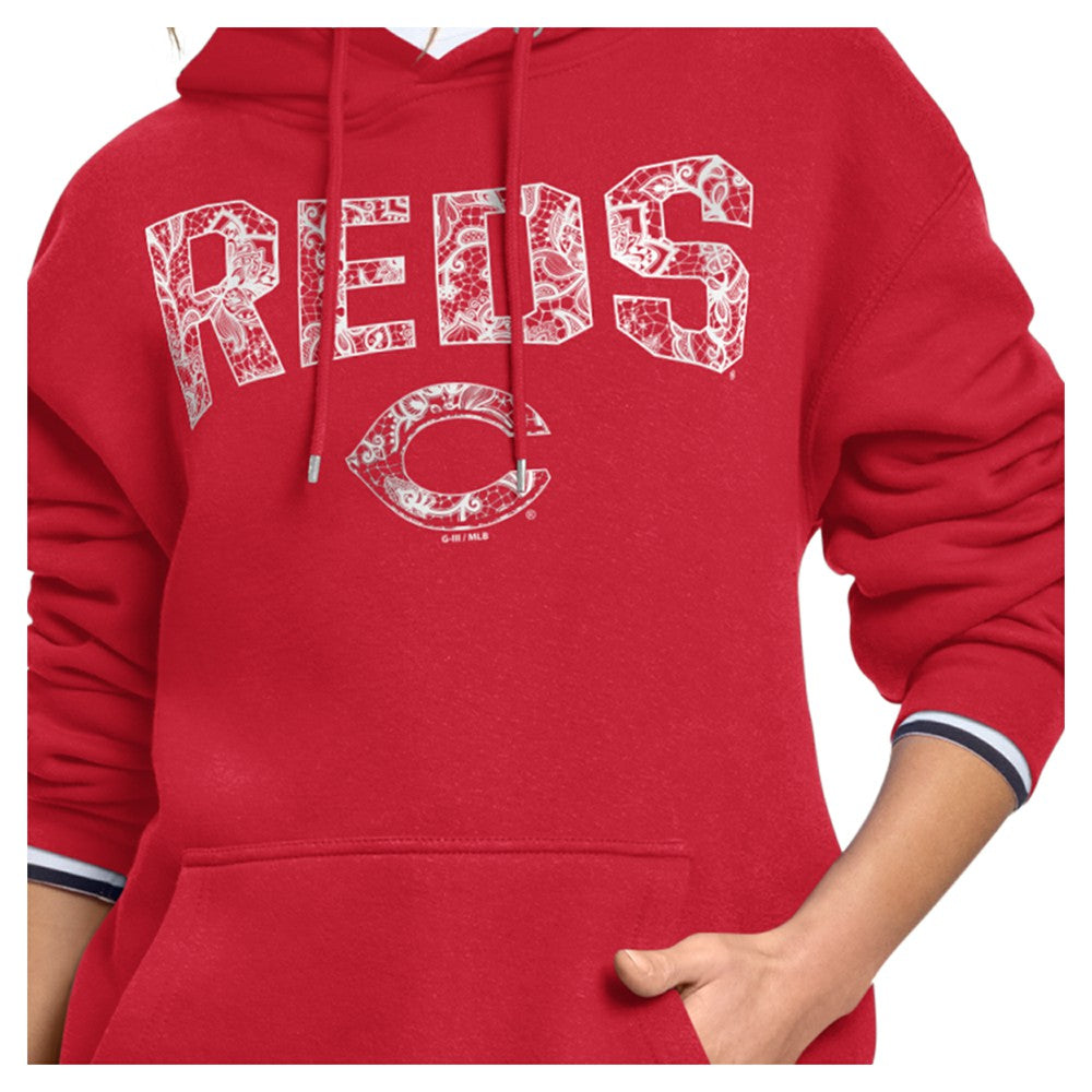 Cincinnati Reds Starter Women's Lace Team Lockup Fleece Hoodie Outlet