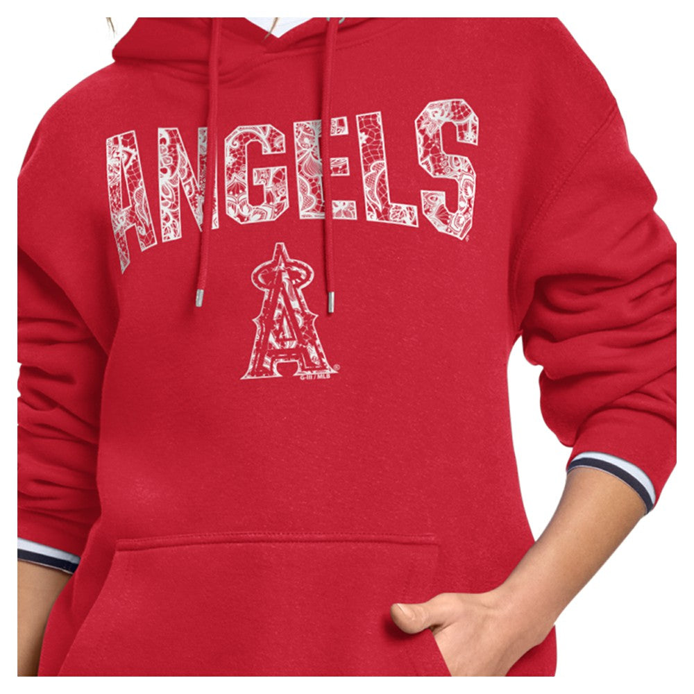 Los Angeles Angels Starter Women's Lace Team Lockup Fleece Hoodie Outlet