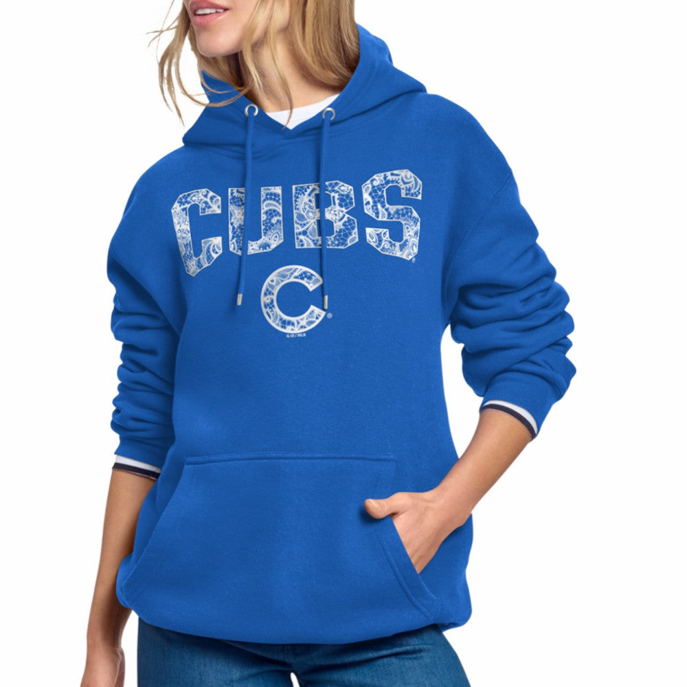 Chicago Cubs Starter Women's Lace Team Lockup Fleece Hoodie for sale