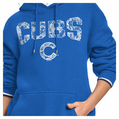 Chicago Cubs Starter Women's Lace Team Lockup Fleece Hoodie for sale