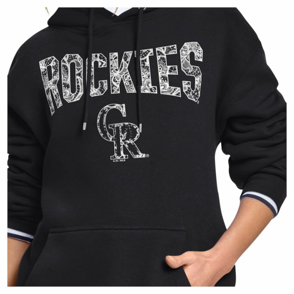 Colorado Rockies Starter Women's Lace Team Lockup Fleece Hoodie Sale