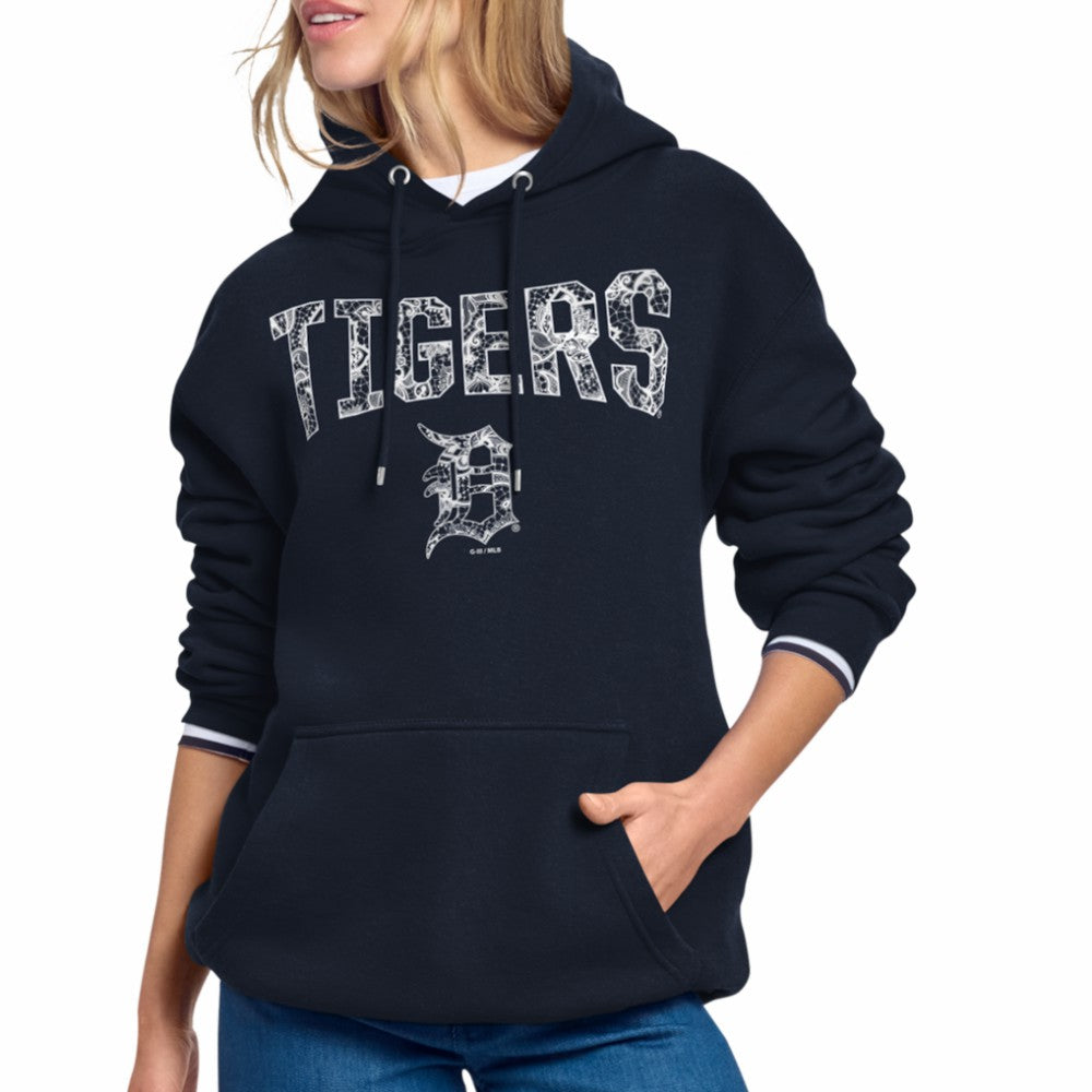 Detroit Tigers Starter Women's Lace Team Lockup Fleece Hoodie Sale