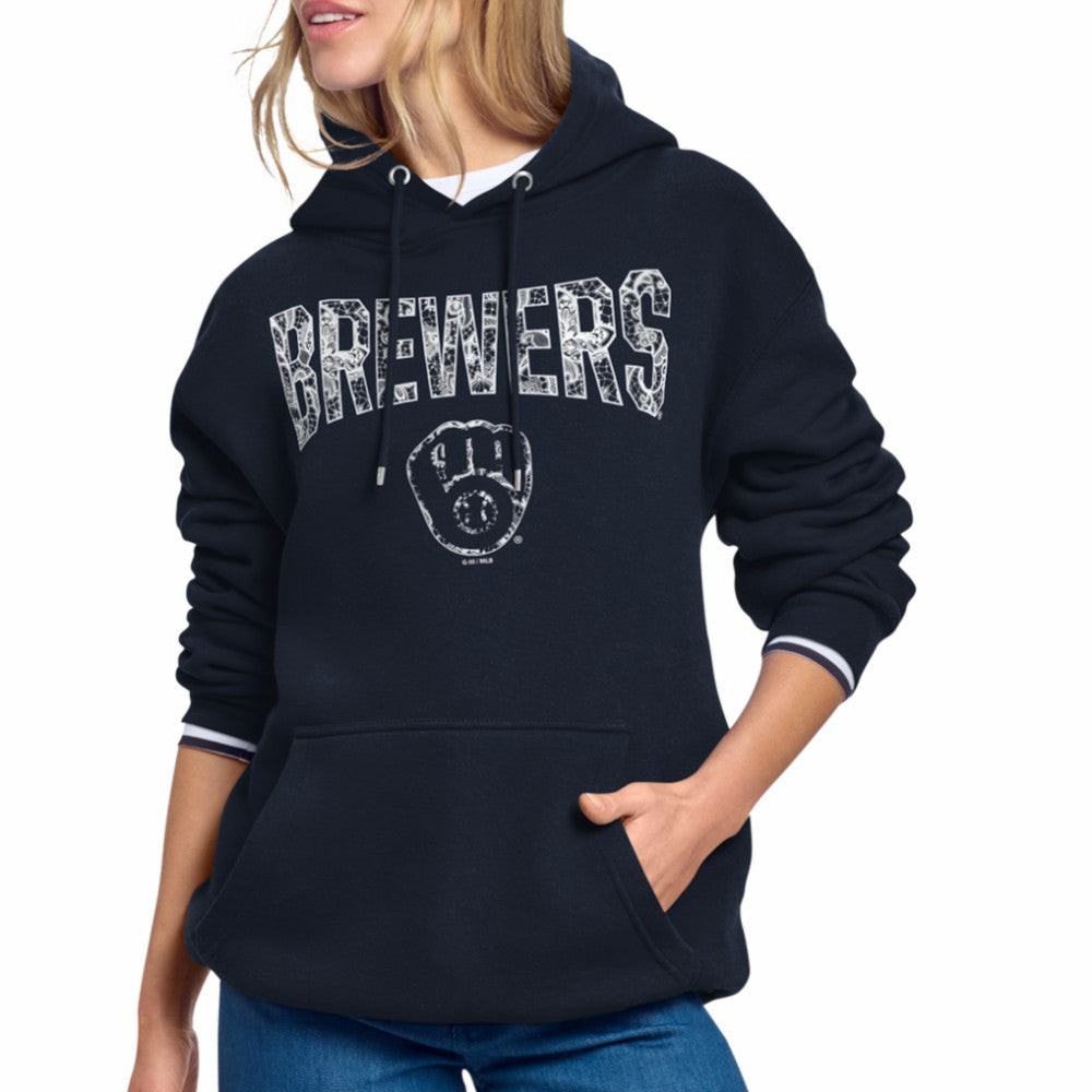 Milwaukee Brewers Starter Women's Lace Team Lockup Fleece Hoodie Near Me