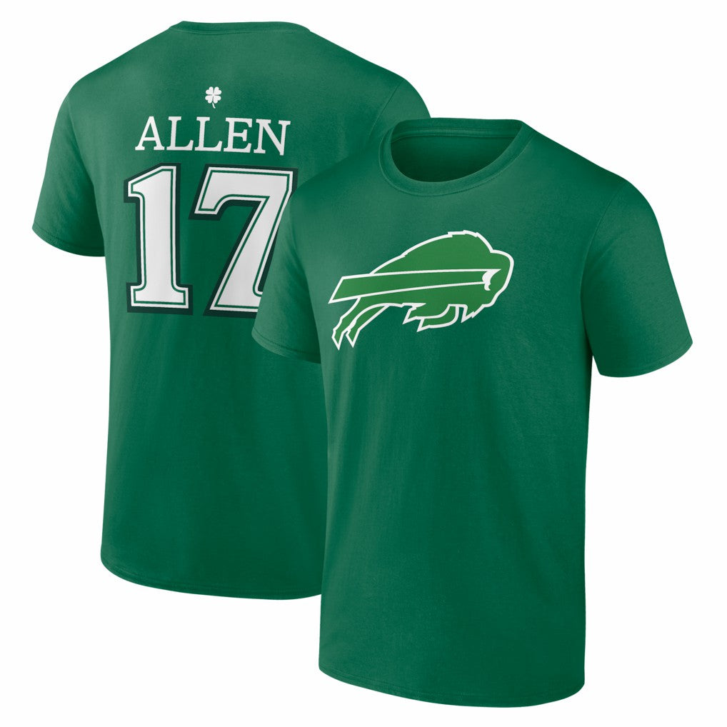 Josh Allen Buffalo Bills St. Patrick's Day Icon Name & Number T-Shirt - Green - NFL