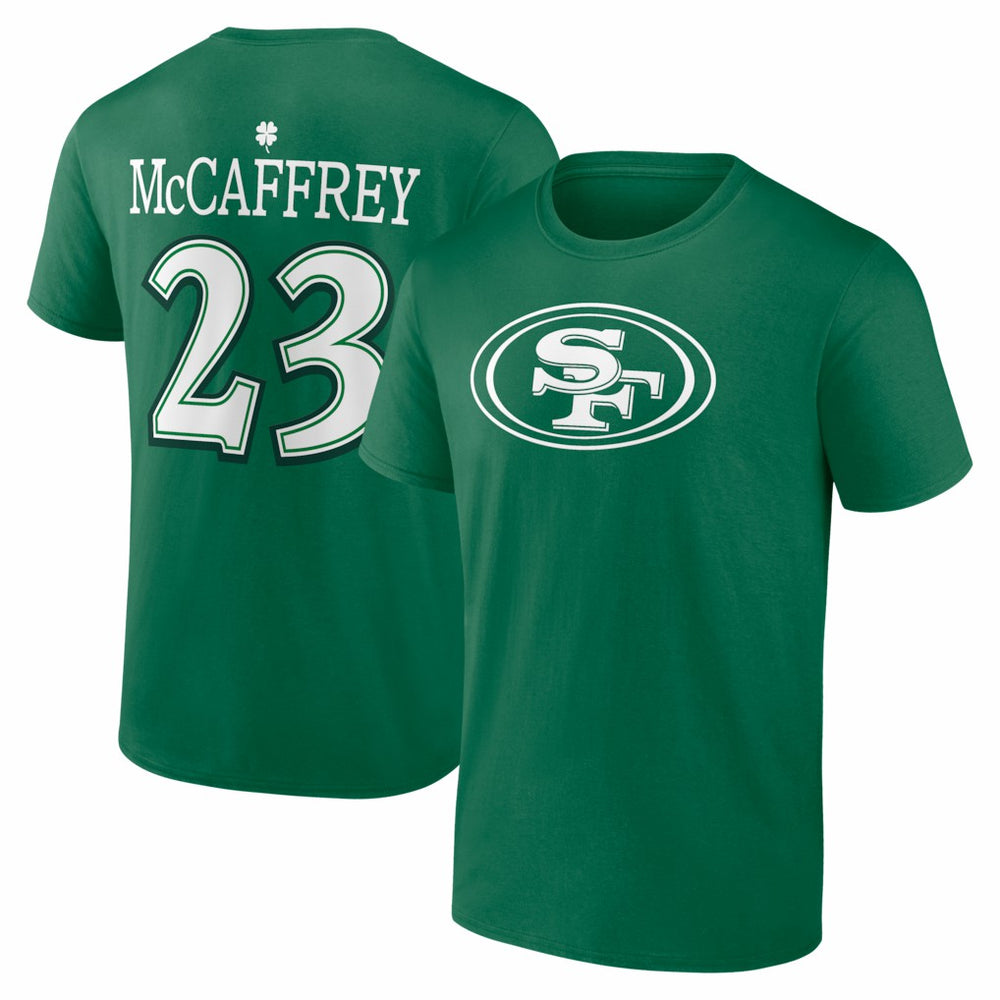 Christian McCaffrey San Francisco 49ers St. Patrick's Day Icon Name & Number T-Shirt - Green - NFL