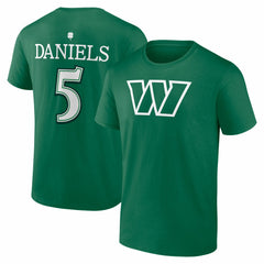 Jayden Daniels Washington Commanders St. Patrick's Day Icon Name & Number T-Shirt - Green - NFL