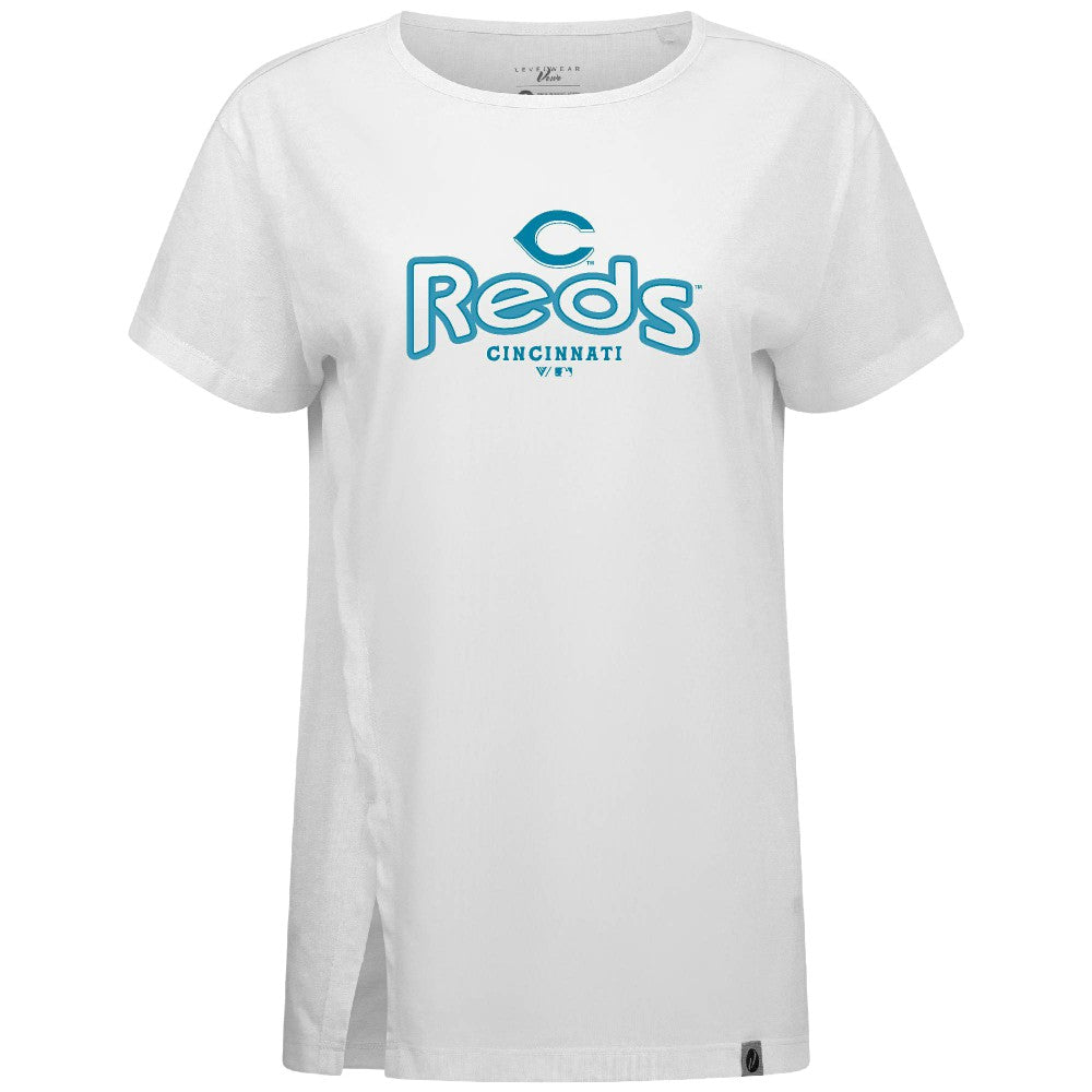 Cincinnati Reds Levelwear Women's Blue Haven Influx Cornerstone T-Shirt Online