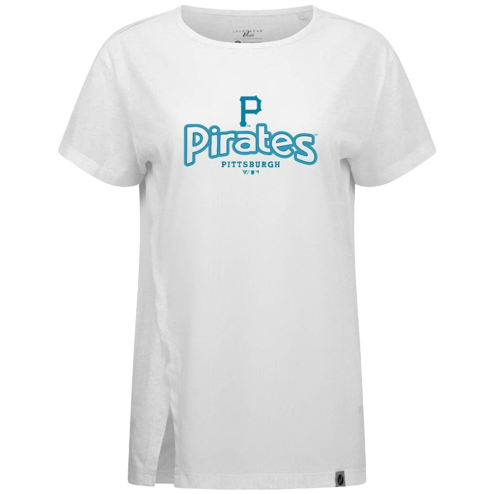 Pittsburgh Pirates Levelwear Women's Blue Haven Influx Cornerstone T-Shirt Outlet