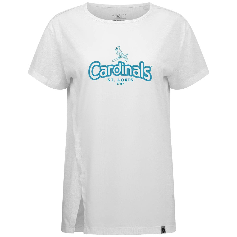 St. Louis Cardinals Levelwear Women's Blue Haven Influx Cornerstone T-Shirt Online