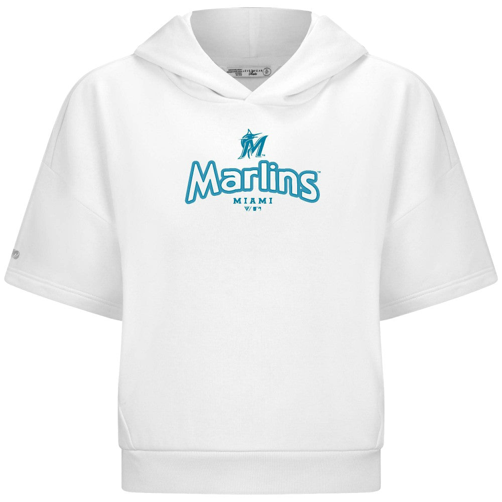 Miami Marlins Levelwear Women's Amber Short Sleeve Cornerstone Hoodie Outlet