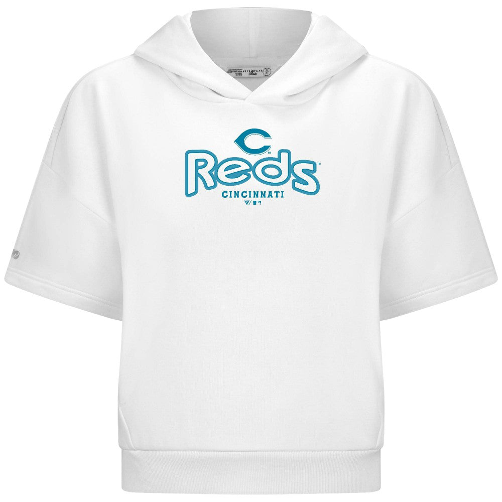 Cincinnati Reds Levelwear Women's Amber Short Sleeve Cornerstone Hoodie Sale