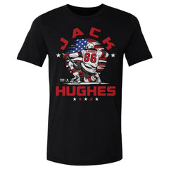 Jack Hughes US Men's Hockey 500 Level Flag T-Shirt - Black | NHL on sale